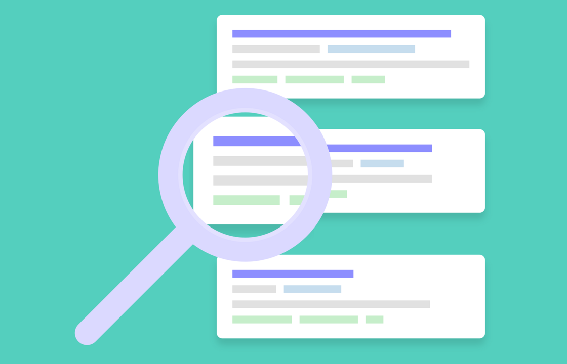 Eine Grafik zeigt eine Lupe, die Textabschnitte vergrößert