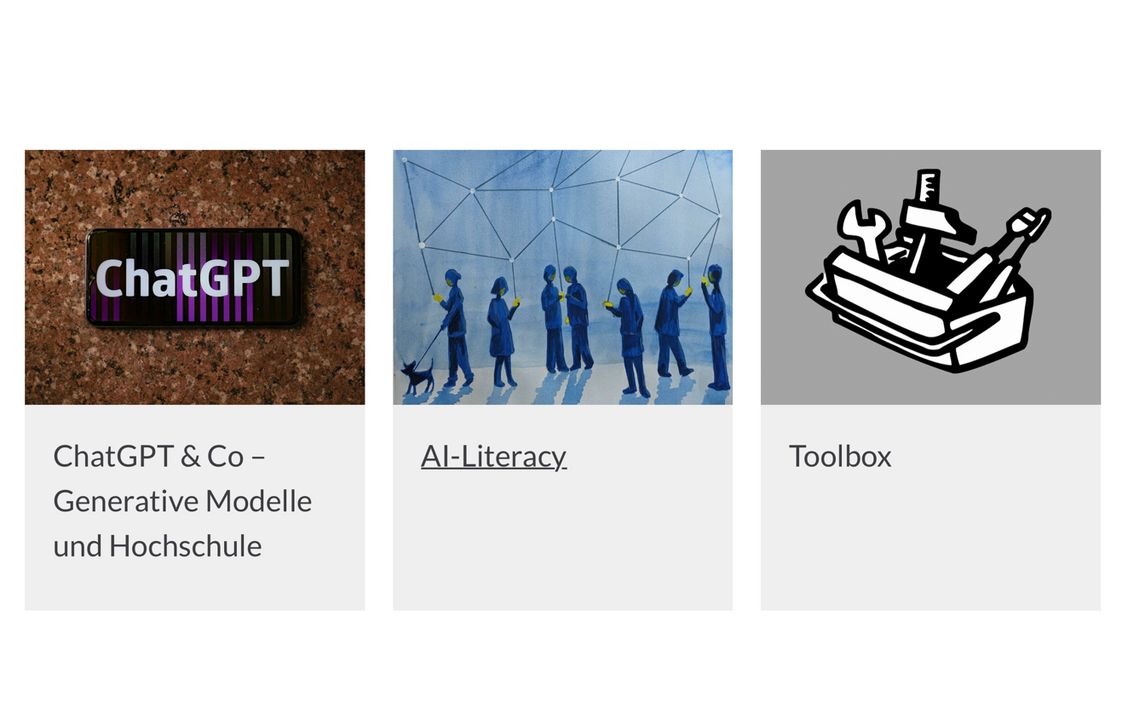 Drei Icons aus der Inforthek des  Heine Centers for Artificial Intelligence and Data Science