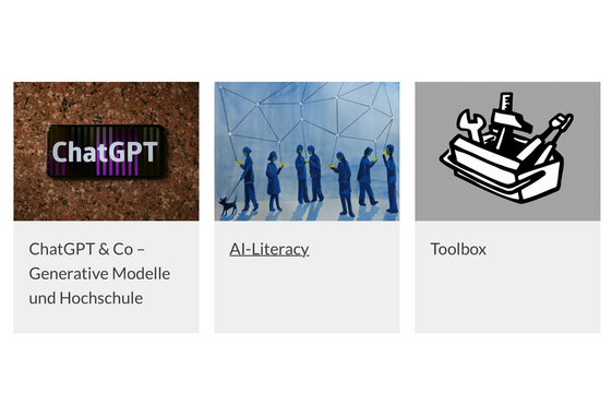 Drei Icons aus der Inforthek des  Heine Centers for Artificial Intelligence and Data Science