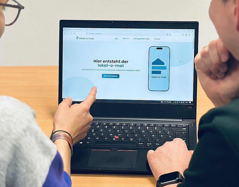 Bildschirm, auf dem der lokal-o-mat zu sehen ist