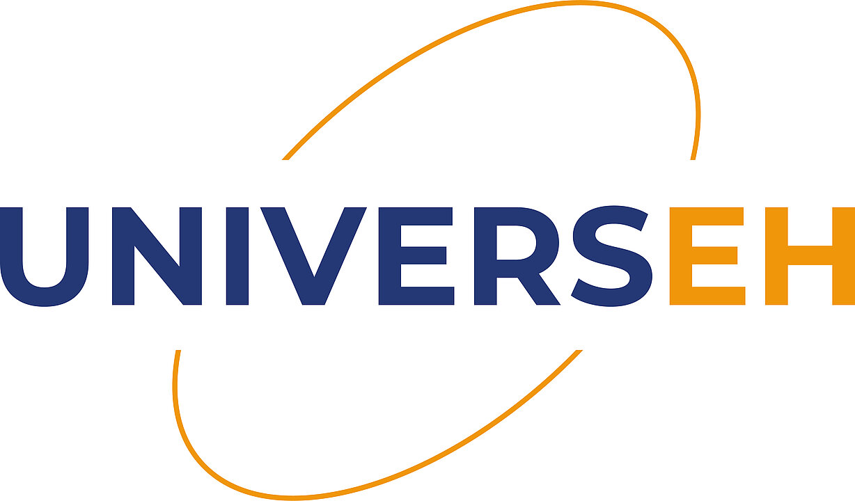Der Schriftzug UNIVERSEH vor einer Ellipse.