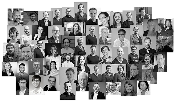 Eine Collage aus Schwarz-weiß-Fotos der DIID-Mitglieder