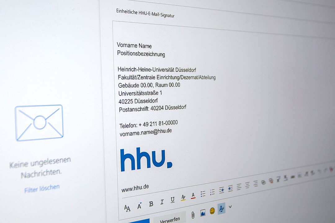 Foto einer Signatur für E-Mails an der HHU