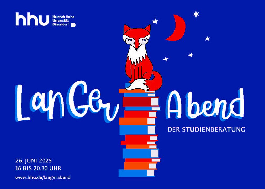 Graphik, Veranstaltungskeyvisual: Fuchs auf Büchern sitzend, Mond